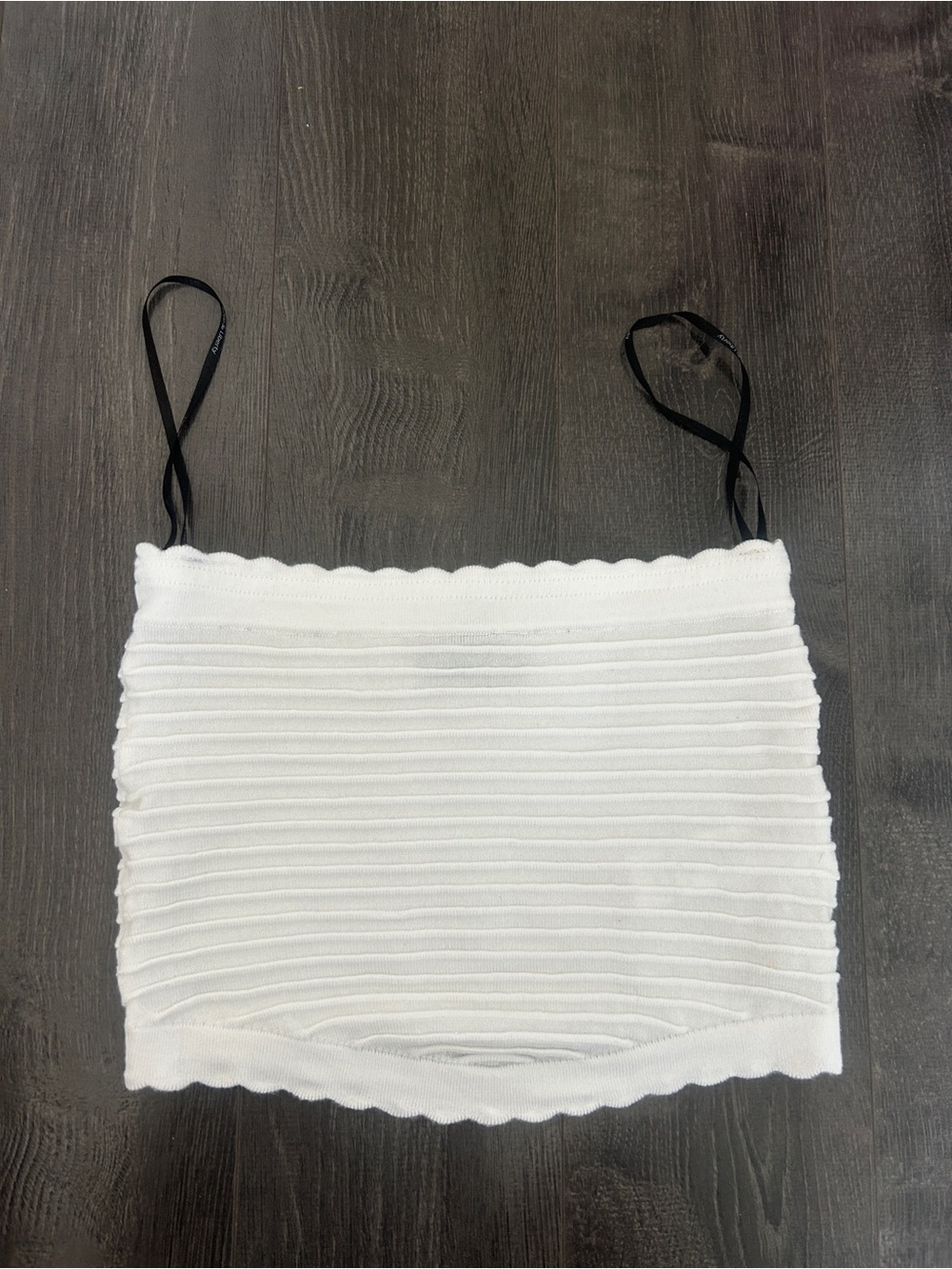 Love & Liberty White Knit Scalloped Hem Tube Top / Bandeau Sz XS